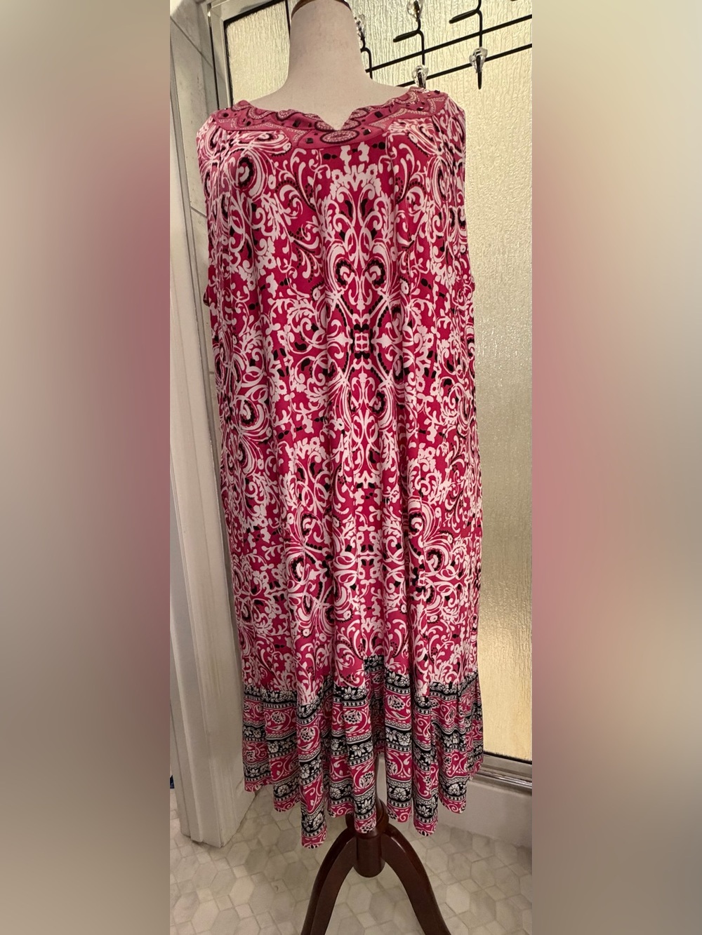 Catherines Pink Paisley Damask Midi  Dress Plus Size 2X GUC $28